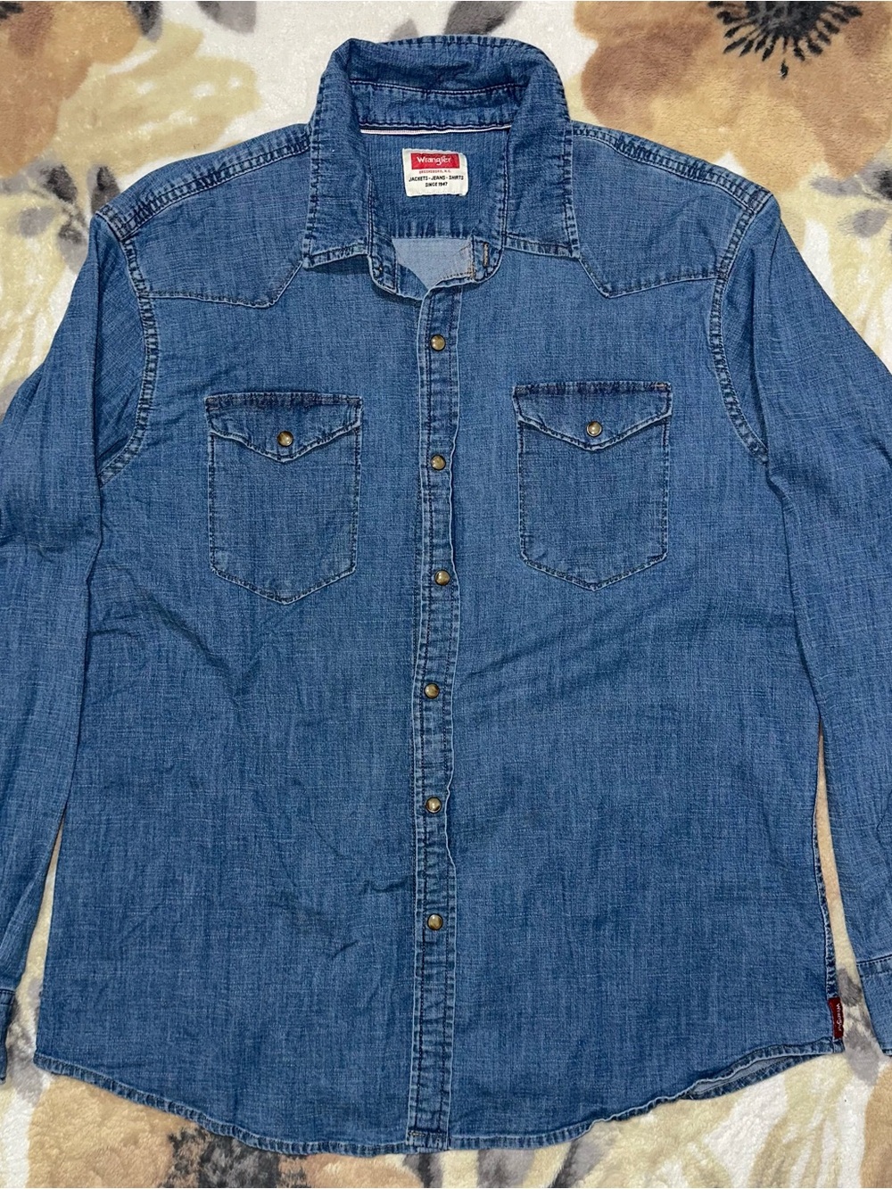Wrangler Blue Denim Western Snap-Front Shirt